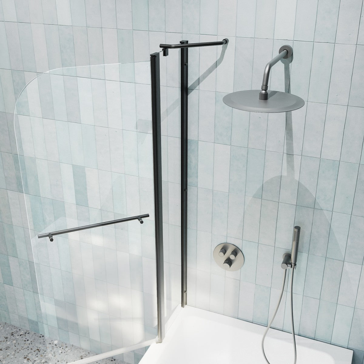 Classy-LB 35.2-36" x 58" Bathtub Screen Panel Pivot Swing Shower Door for Bathtub 180° Pivot 6mm Tempered Glass,Black