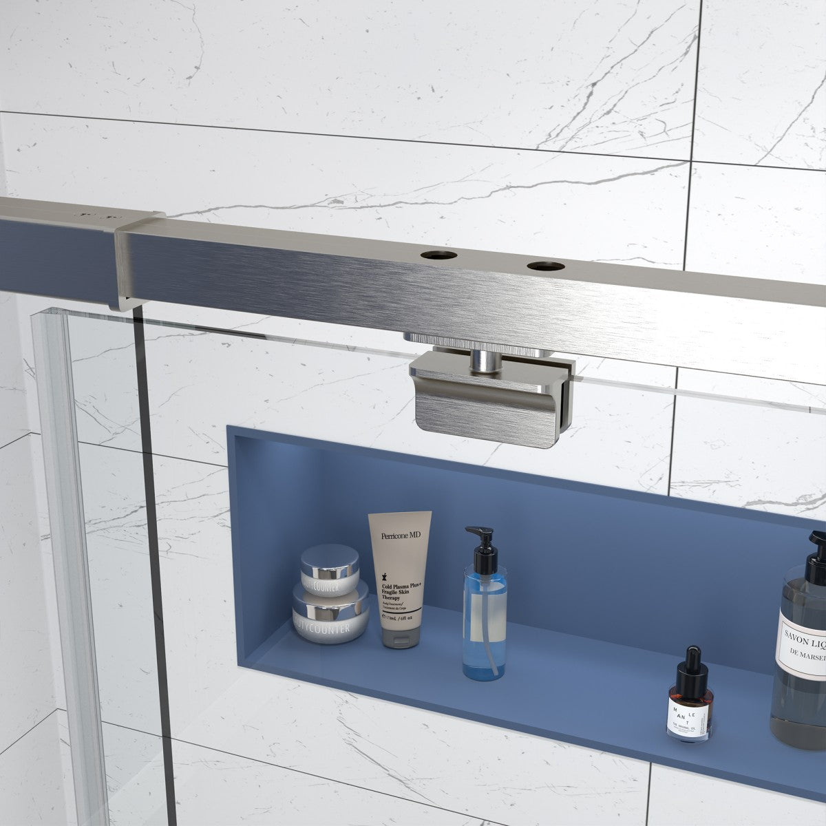 Flexi Showers 56-60" W x 71" H Glass Shower Doos Semi-Frameless,6mm Clear Tempered Glass Panel, Brush Nickel Finish