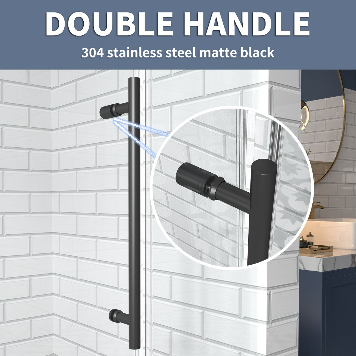 Norton Frameless Sliding Shower Door 72 in W x 74 in H,Matte Black,Frameless Shower Door with 5/16" (8mm) Clear Tempered Glass,Easy Clean - ExBriteUSA