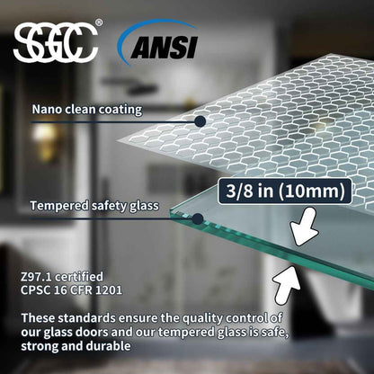 44-48" x 76" Frameless Sliding Shower door,Brushed Gold,Easy clean|ExBrite Elysian-S Series