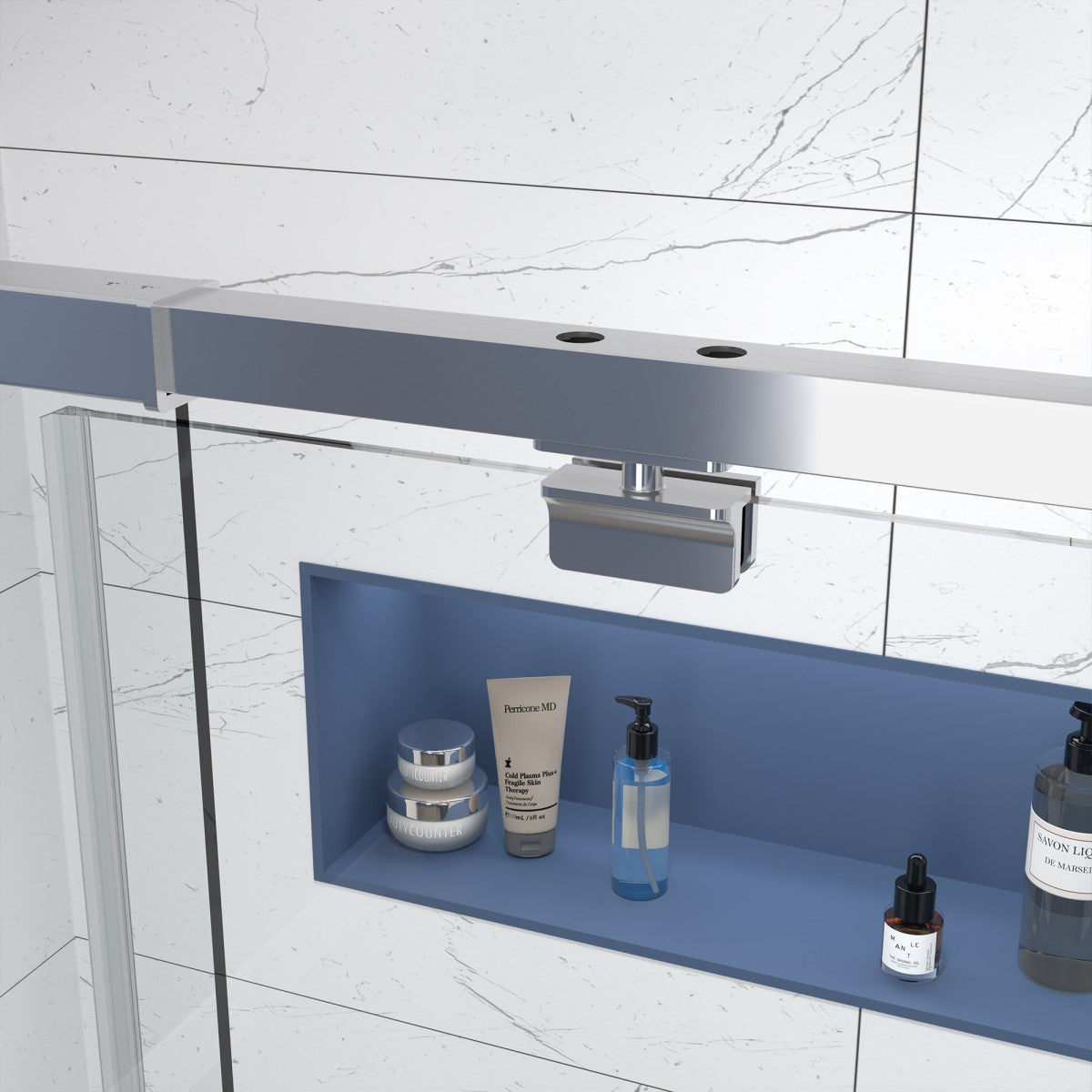 Flexi Showers 56-60" W x 71" H Glass Shower Doos Semi-Frameless,6mm Clear Tempered Glass Panel, Chrome Finish - ExBriteUSA