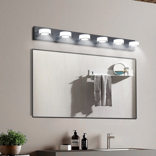 ExBrite LED Modern Black 6-Light Vanity Lights Fixtures Over Mirror Bath Wall Lighting
