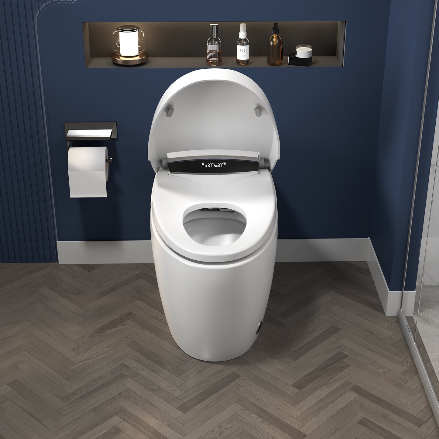 ExBrite Smart Toilets with Heated Bidet Seat Bidet toilet with Dryer and Warm Water,Portable toilet with bidet built.Intelligent Toilet Auto Open/Close Seat. Bidet toilet with Dryer and Warm Water