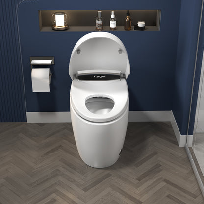 ExBrite Smart Toilets with Heated Bidet Seat Bidet toilet with Dryer and Warm Water,Portable toilet with bidet built.Intelligent Toilet Auto Open/Close Seat. Bidet toilet with Dryer and Warm Water