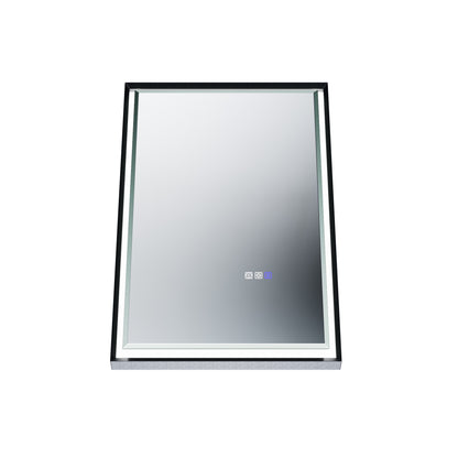 Verloar 22" W x 34" H Dimmable Lighted Bath Mirror with Light, Anti Fog and Matte Black Frame