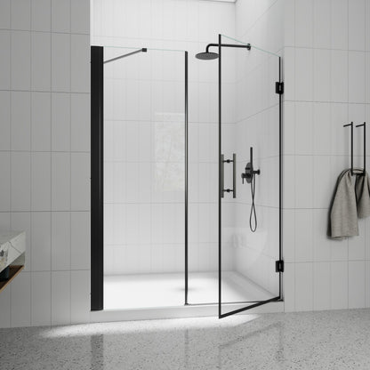 Valor-W Allsumhome 56-58"Wx71"H Semi-Frameless Pivot Glass Shower Door,Pivot Shower Door,SGCC Tempered Glass,Matte Black,Reversible Installation