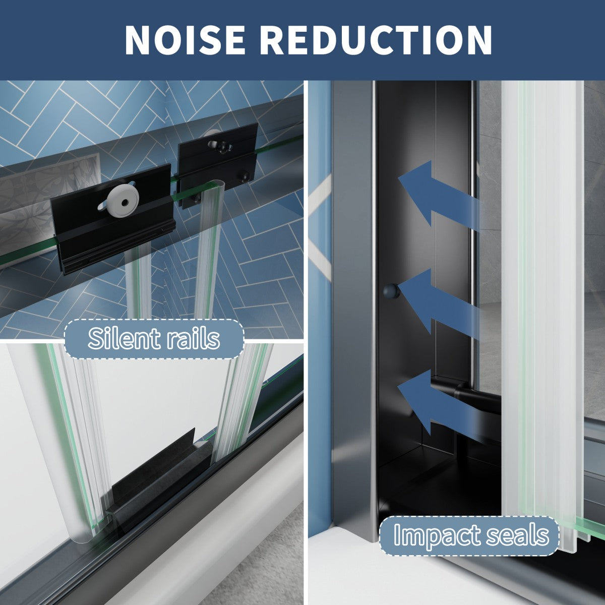 Glide 50-54 in. W x 70 in. H Sliding Glass Shower Doors Frame in Black,Clear Tempered Glass