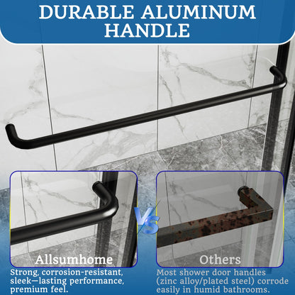 Durable aluminum alloy shower door handle versus corroded zinc alternatives, corrosion-resistant ideal for humid bathroom environments.