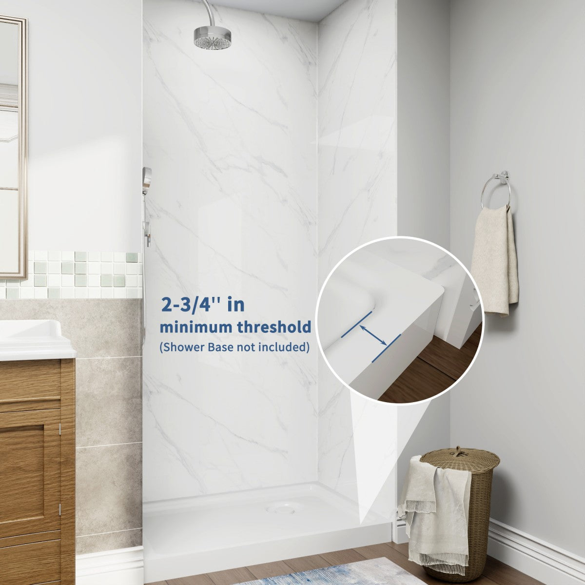 Adapt-E 30in.W x 72 in.H Bifold Frameless Folding Glass Shower Doors,Chrome Finish,Pivot Swing Shower Doors,1/4 in.Fold Clear Glass