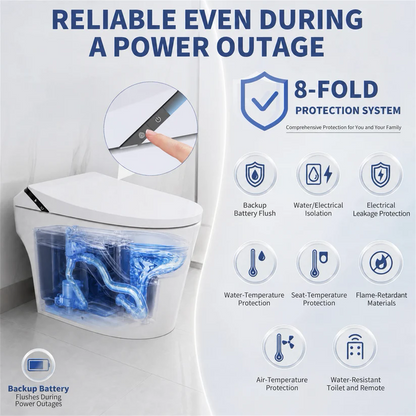 ExBrite Smart Pro ADA Height Smart Bidet Toilet with Auto Open & Close, Foam Shield, UV Sterilization, Heated Seat and Built-In Pump