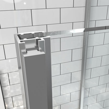 Flexi-B Showers 50-54" W x 71" H Glass Shower Doos Semi-Frameless,6mm Clear Tempered Glass Panel, Black Finish (Copy) - ExBriteUSA