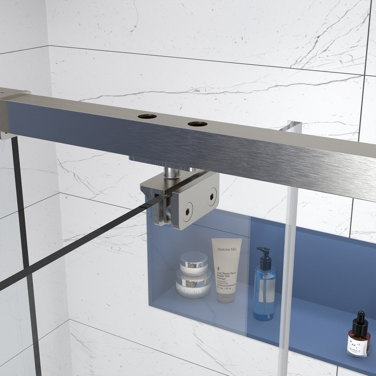 Flexi Showers 56-60" W x 71" H Glass Shower Doos Semi-Frameless,6mm Clear Tempered Glass Panel, Brush Nickel Finish