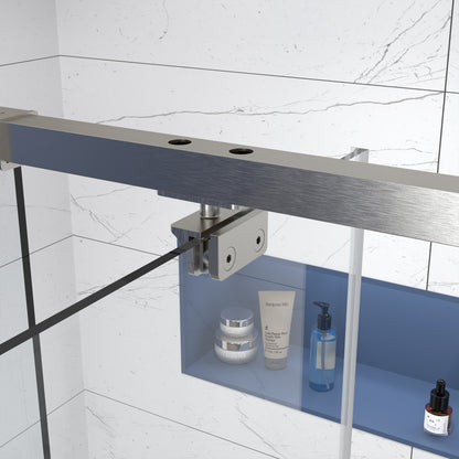 Flexi Showers 56-60" W x 71" H Glass Shower Doos Semi-Frameless,6mm Clear Tempered Glass Panel, Brush Nickel Finish