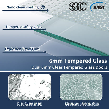 Holden 50-54"W x 70"H Easy Clean Shatter Proof Double Framed Sliding Shower Door with 1/4" (6mm) Clear SGCC Tempered Glass,Brush Nickel