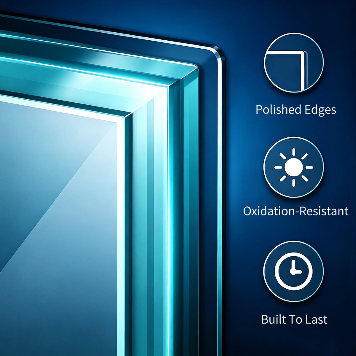 24"x 36" Navi-pro  Frameless Rectangular 3-Color Backlit Pivoting LED Bathroom Mirror