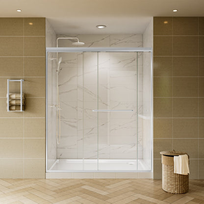 Glide 56-60" Wide x 70" High Sliding Glass Shower Doors Framed in Chrome Finish with Clear Glass