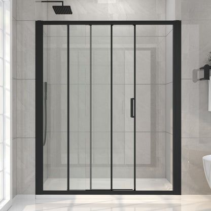 Nexus 44-48W x 70.H Easy Clean Framed Tri-Fold Sliding Shower Door with 1/4" (6mm) Clear SGCC Tempered Glass,Matte Black Finish