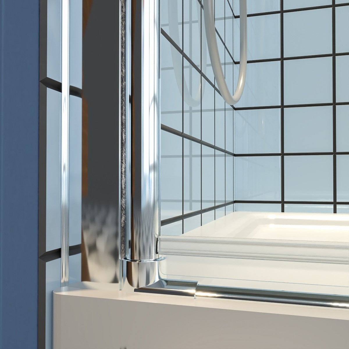 Exbrite Adapt Bifold Shower Door 30-32 in.W x 72 in.H Pivot Swing Shower Doors,Chrome,Clear Tempered Shower Glass - ExBriteUSA