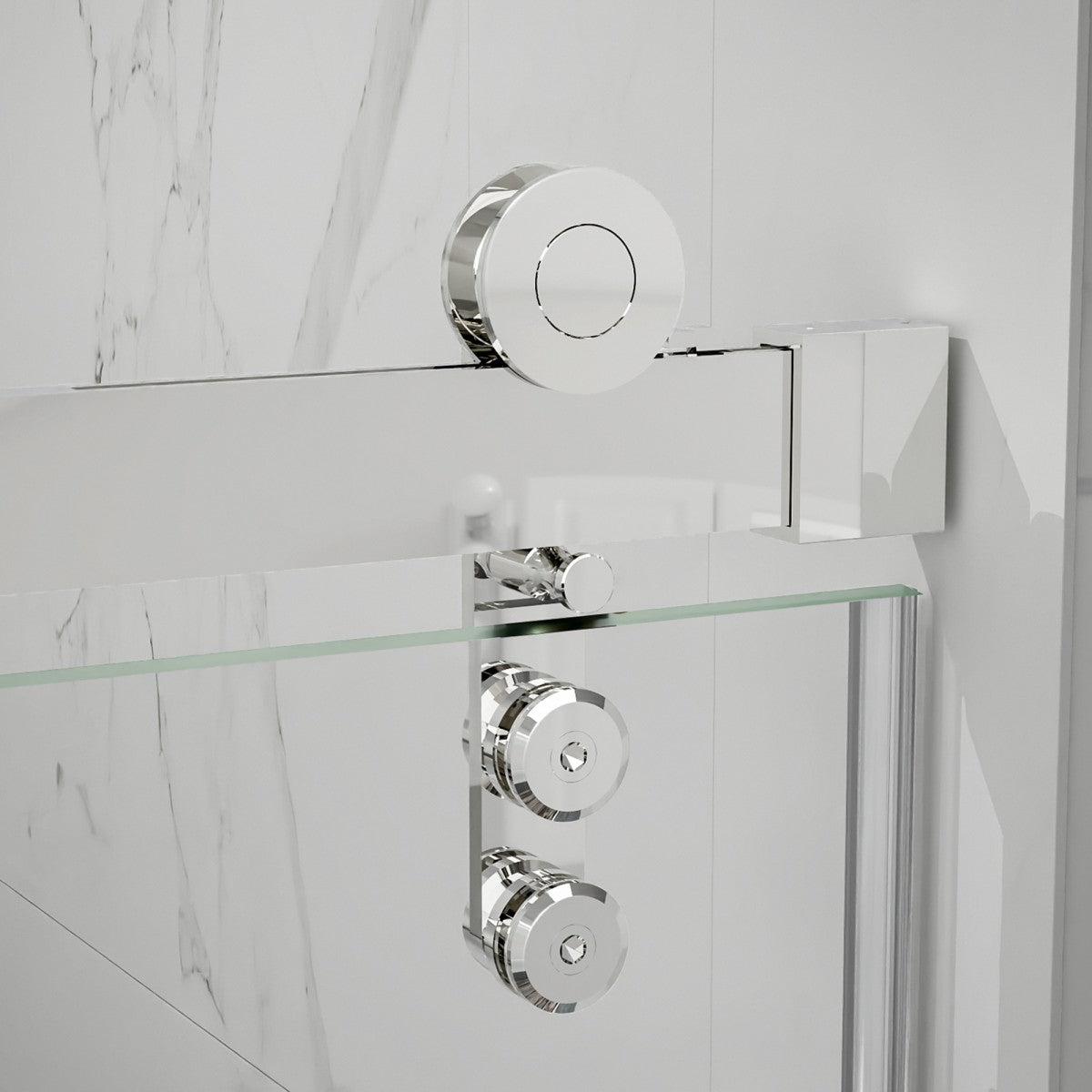 56-60" x 76" Frameless Chrome Glass Sliding Shower Door with Fixed Glass Left | ExBrite Elysian-R Series, Easy Clean