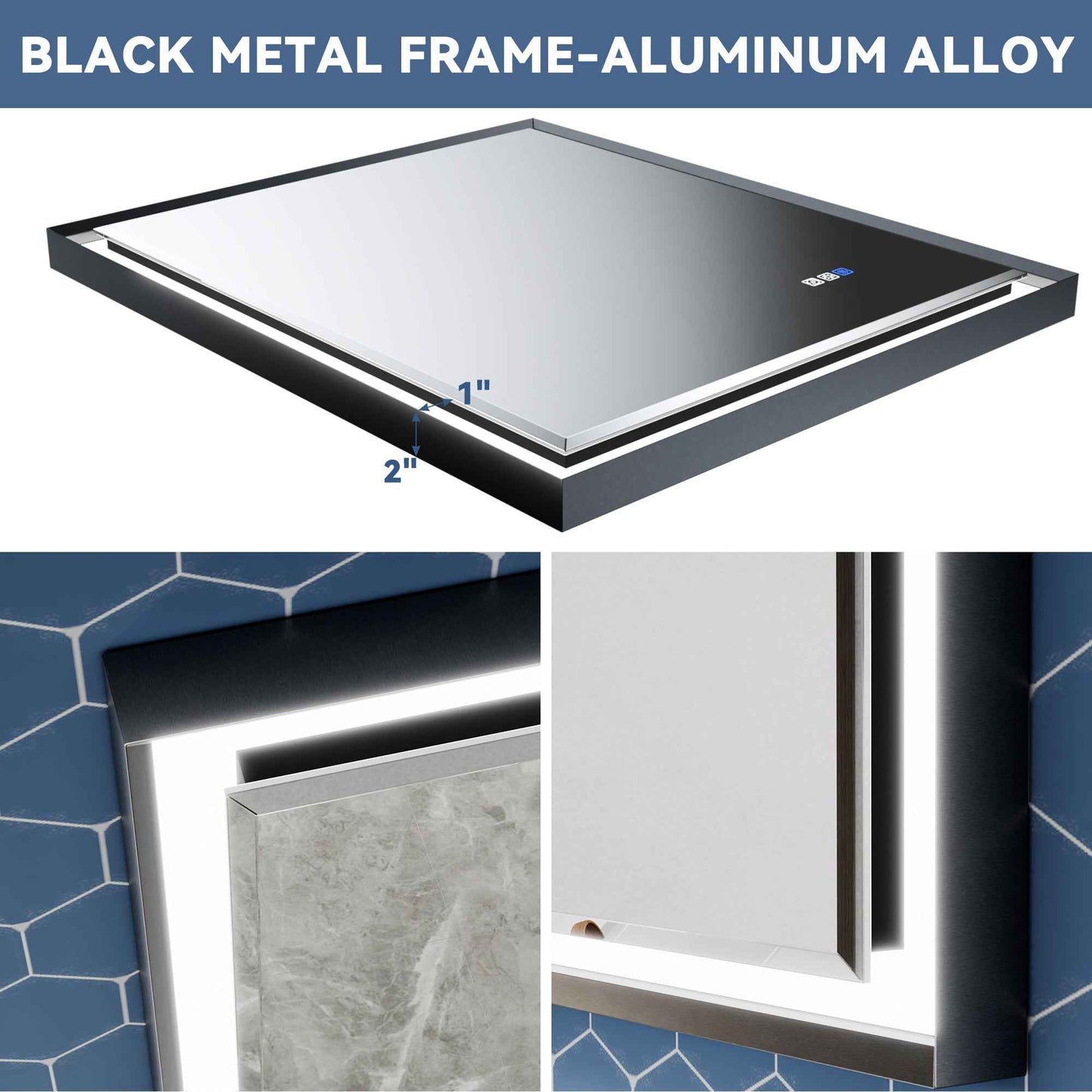 Verloar 22" W x 34" H Lighted Bathroom  Mirror,Dimmable,Anti Fog,Front-Lit Illumination（副本）