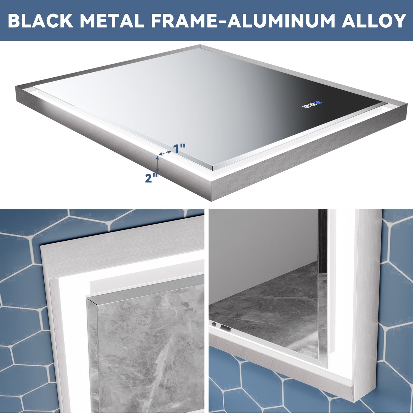 Verloar 30" W x 36" H Lighted Bathroom  Mirror,Dimmable,Anti Fog,Front-Lit Illumination