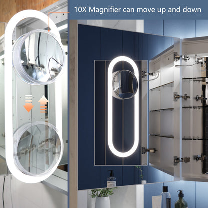 Illusion 40" x 32" LED Medicine Cabinet with Lights, Magnifiers Front and Back Light