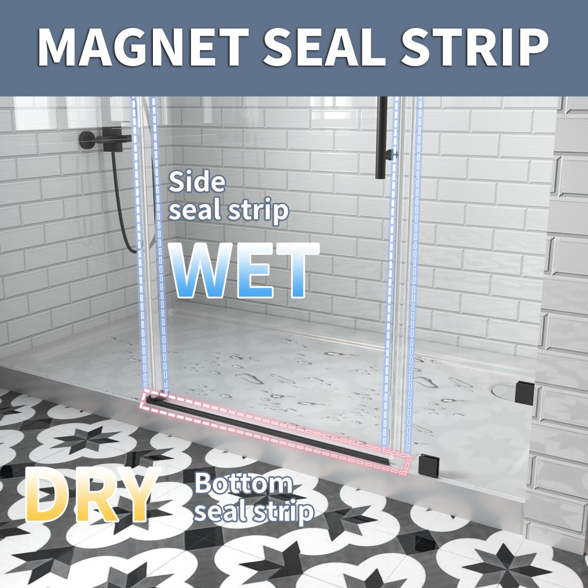 Norton Frameless Sliding Shower Door 72 in W x 74 in H,Matte Black,Frameless Shower Door with 5/16" (8mm) Clear Tempered Glass,Easy Clean - ExBriteUSA