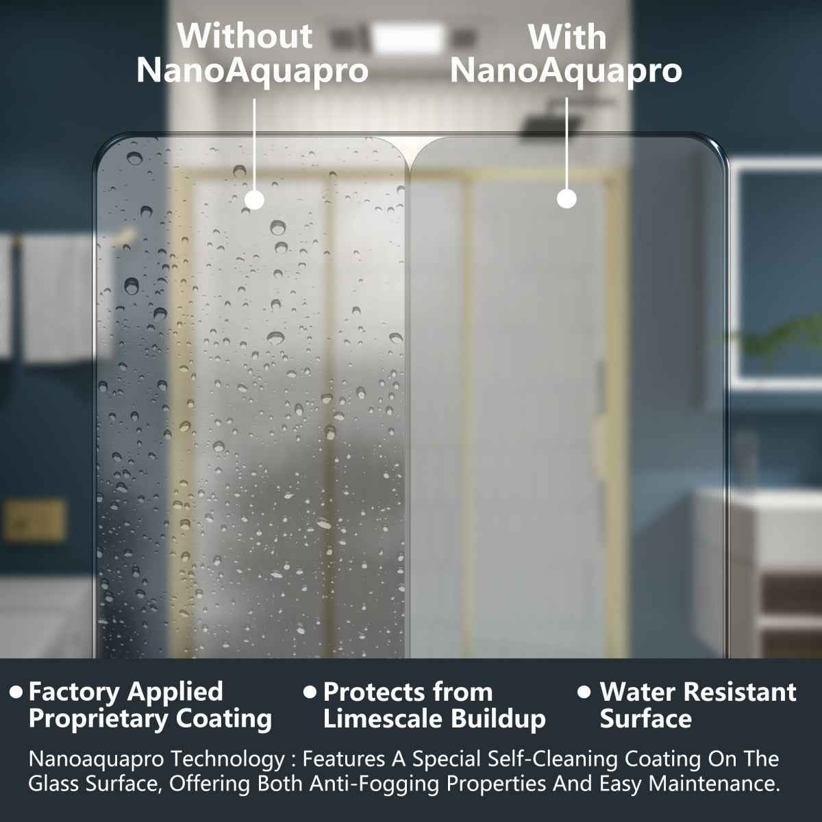 Nexus 56-60W x 70.H Easy Clean Triple Framed Sliding Shower Door with 1/4" (6mm) Clear SGCC Tempered Glass,Brushed Golde Finish (Copy) (Copy)