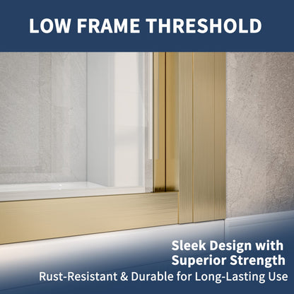 Nexus 56-60W x 70.H Easy Clean Framed Tri-Fold Sliding Shower Door with 1/4" (6mm) Clear SGCC Tempered Glass,Brushed Golde Finish