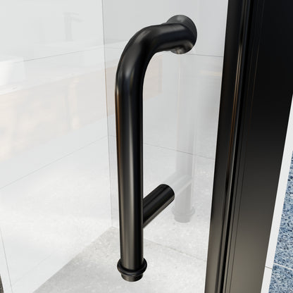 Adapt Allsumhome Bifold Shower Door 32-34 in.W x 72 in.H Pivot Swing Shower Doors,Matte Black,Tempered Shower Glass