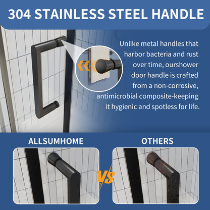 Haven 36" x 72" Matte Black Corner Shower Enclosure,6mm Clear Glass,Double Sliding Shower Doors,Not Base,Adjustable