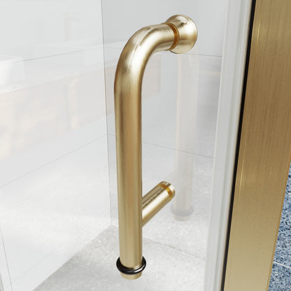 Adapt Allsumhome Bifold Frameless Glass Shower Door 32-34 in.W x 72 in.H Brushed Gold,Tempered Shower Glass