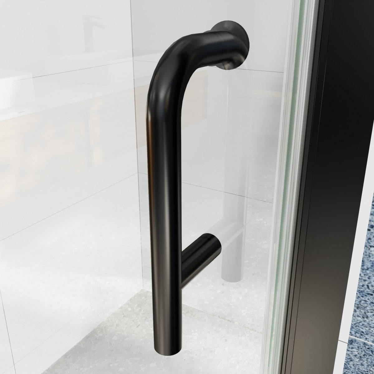 Classy 34-36" W x 72" H Pivot Semi-Frameless Shower Door Matte Black Install Glass Shower Door