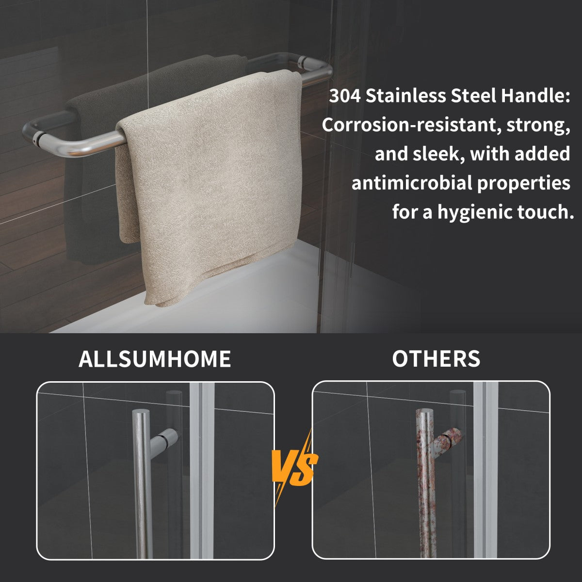 Anchor-B Allsumhome 56"-60"W x 70"H Frameless Sliding Shower Door,Tempered Glass,Shower Enclosure,Double Side Easy Clean Coat,Brushed Nickel ,Buffer
