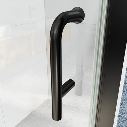 Classy 32-34" W x 72" H Pivot Shower Door Semi-Frameless,Matte Black Install Glass Shower Door