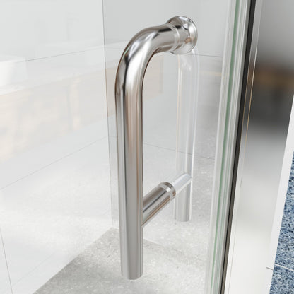Classy 32-34" W x 72" H Pivot Shower Door Semi-Frameless,Chrome Install Glass Shower Door