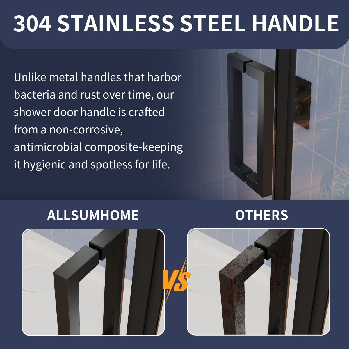 Flexi-L 50-54" W X 70" H Bathroom Glass Shower Doors,Semi-Frameless Matte Black,Tempered Glass Shower Door With Handle