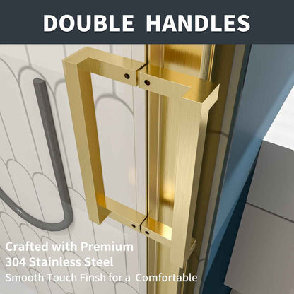 Nexus 56-60W x 70.H Easy Clean Triple Framed Sliding Shower Door with 1/4" (6mm) Clear SGCC Tempered Glass,Brushed Golde Finish (Copy) (Copy)