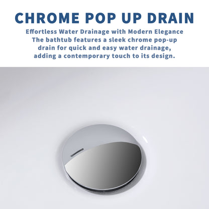 WSP-CH Exbrite 59' Acrylic Freestanding Bathtub, Unique Pleated Design, Glossy black, Chrome Overflow and Pop-Up Drain, cUPC Certified