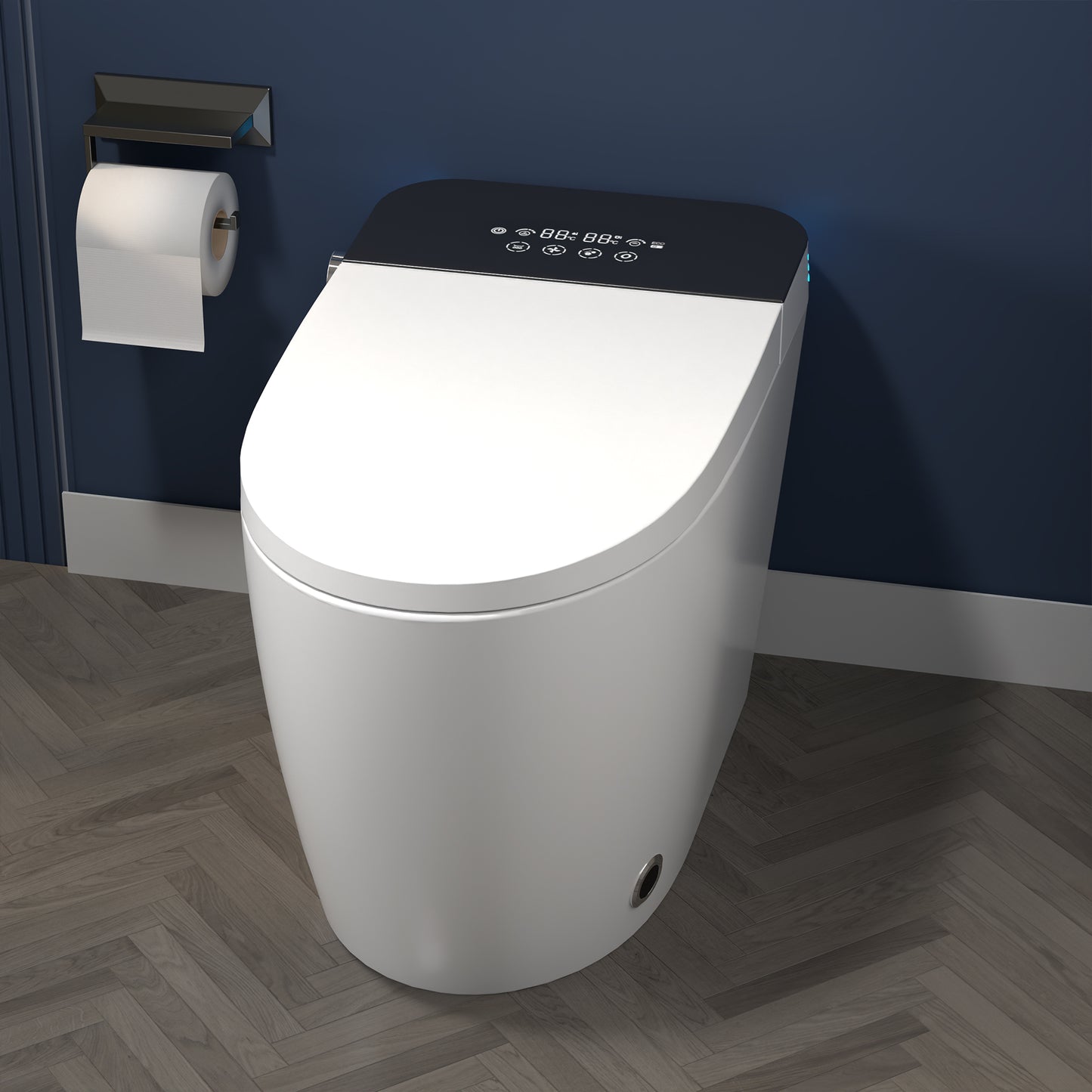 ExBrite Smart Toilets with Heated Bidet Seat,Bidet toilet with Dryer and Warm Water,Portable toilet with bidet built,Intelligent Toilet Auto Open Close Seat