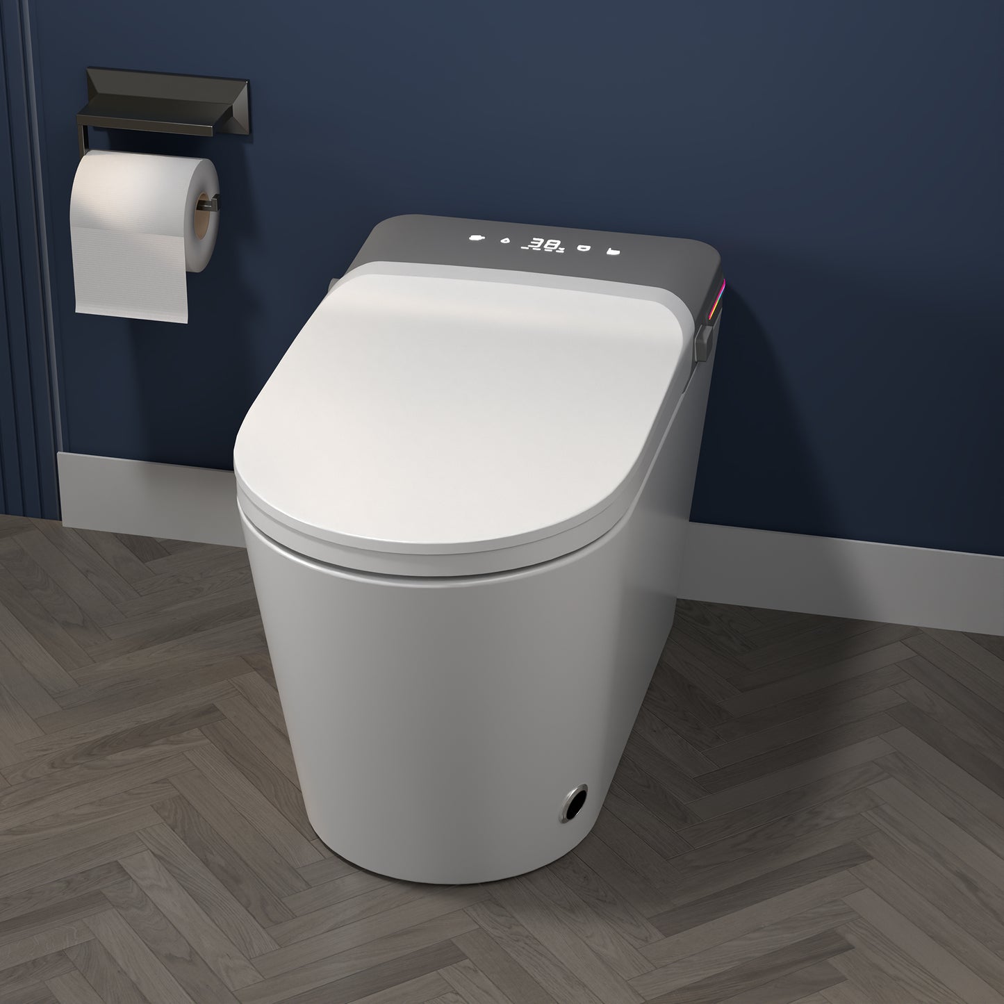 ExBrite Smart Bidet Toilet with Remote Control.Raised Tankless Toilet with LED Display. Auto Open/AutoHeated. Seat Toilet Bidet with Aromatherapy System.Warm Water And Dry.Off Seat Flush.Foot Sensor.