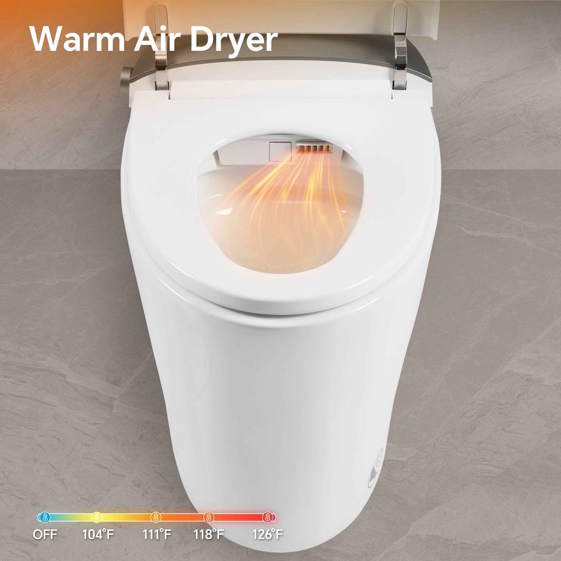 ADA Height Smart Bidet Toilet, Heated Seat, Auto Flush, Warm Air Dryer, Multiple Wash Modes, Powerful 1000g MAP Flush