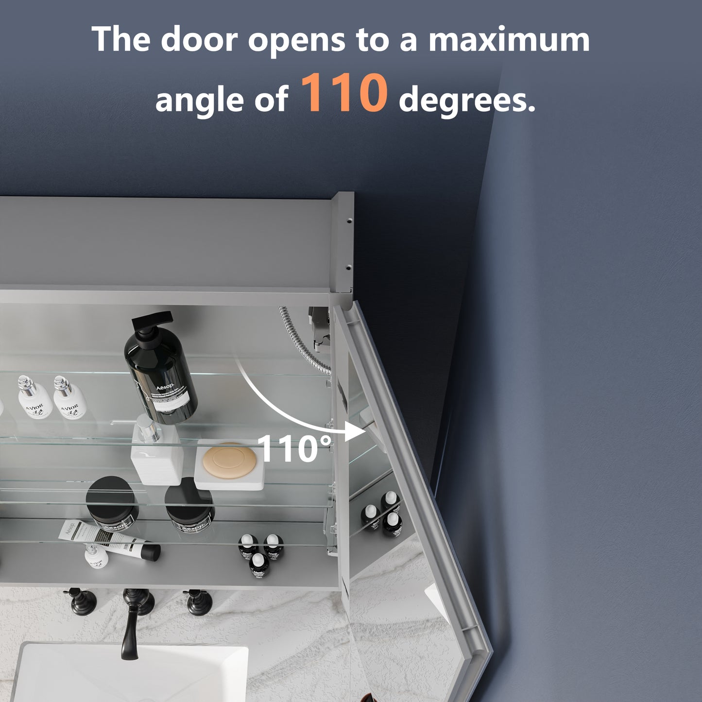 Boost-M1 54" W x 30" H Light Medicine Cabinet Recessed or Surface Mount Aluminum Adjustable Shelves Vanity Mirror Cabinet