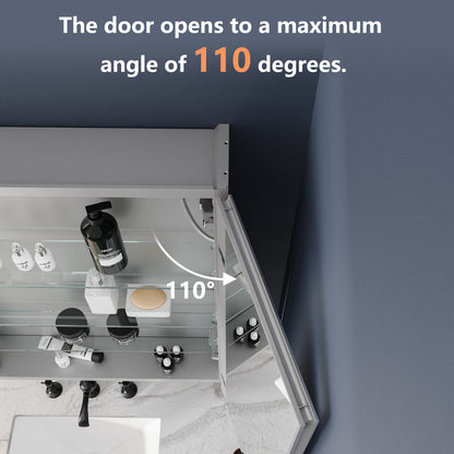 Boost-M1 54" W x 30" H Light Medicine Cabinet Recessed or Surface Mount Aluminum Adjustable Shelves Vanity Mirror Cabinet