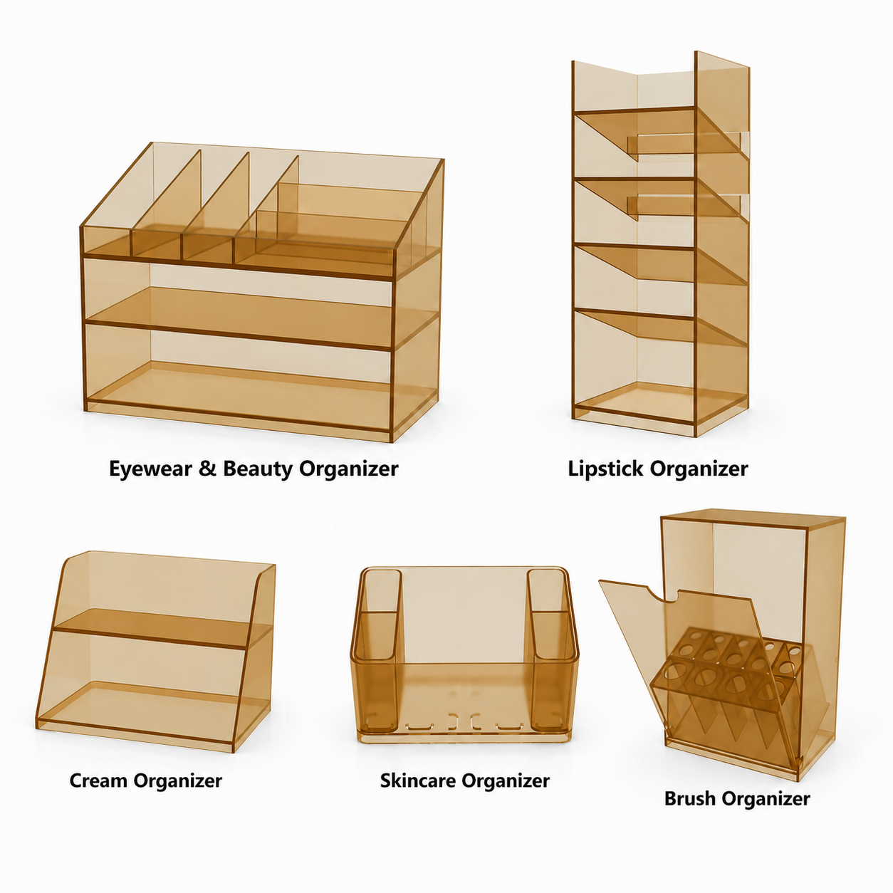 Complete Collection (5 Organizers)  Acrylic Medicine Cabinet Organizer Set