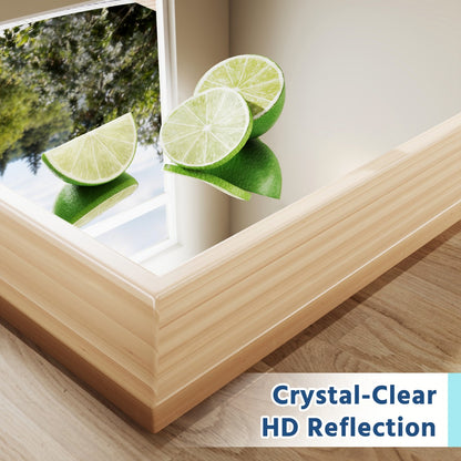 72" x 36" Light Wood Grain Modern, Elegant Rectangular Wall Mirror with Tempered Glass, Shatterproof, Rust-Resistant Light Wood Grain Aluminum Frame for Bathroom, Living Room & Hallway| Nolhurst