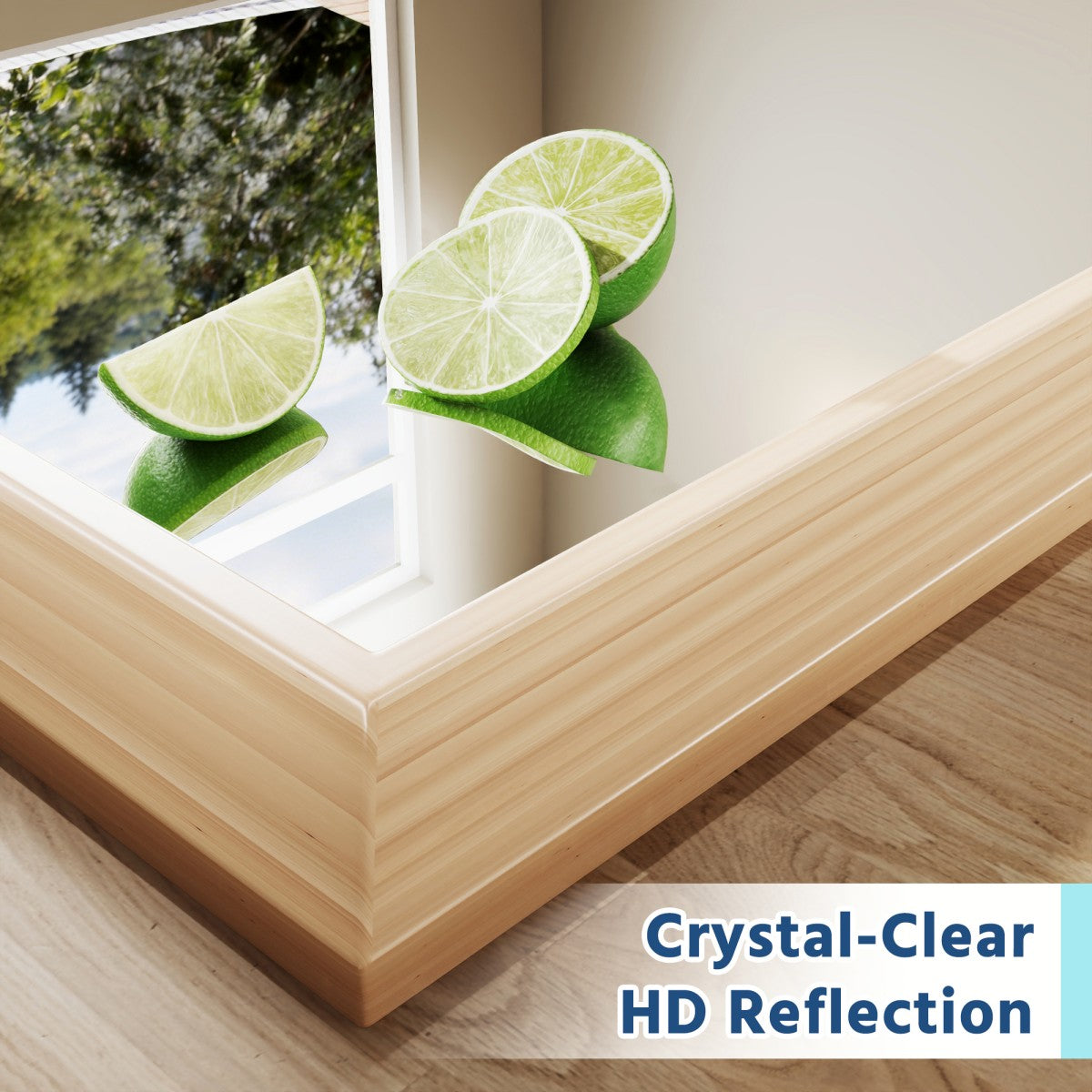 55" x 32" Light Wood Grain Modern, Elegant Rectangular Wall Mirror with Tempered Glass, Shatterproof, Rust-Resistant Light Wood Grain Aluminum Frame for Bathroom, Living Room & Hallway| Nolhurst