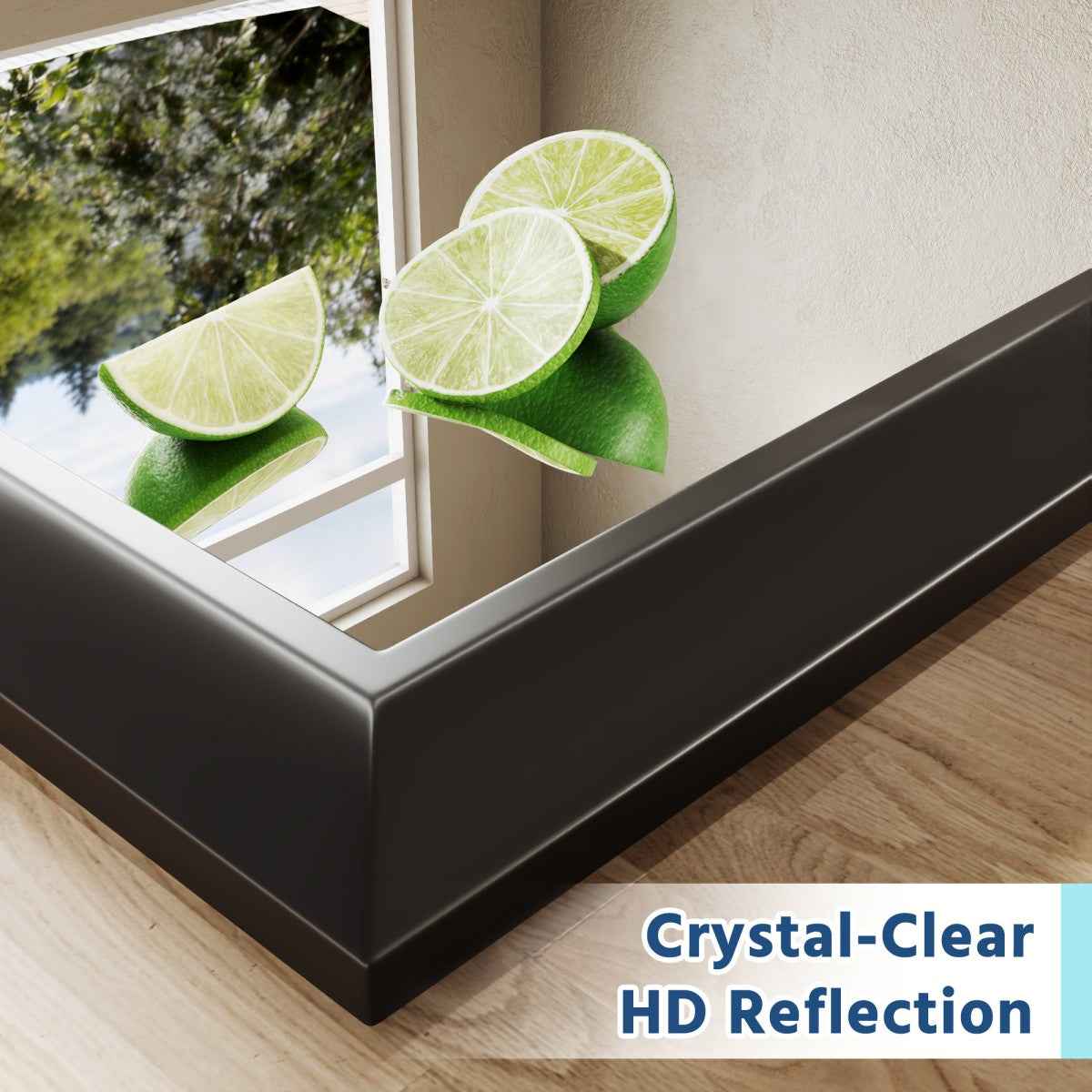 16" x 24" Modern, Elegant Rectangular Wall Mirror with Tempered Glass, Shatterproof, Rust-Resistant Black Frame Aluminum Frame for Bathroom, Living Room & Hallway| Nolhurst