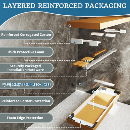 Classy 30-32"x72" Semi-Frameless Shower Door in Brush Gold,Water Repellent Glass with Seal Strip Parts and Handle,6mm Glass Shower Door