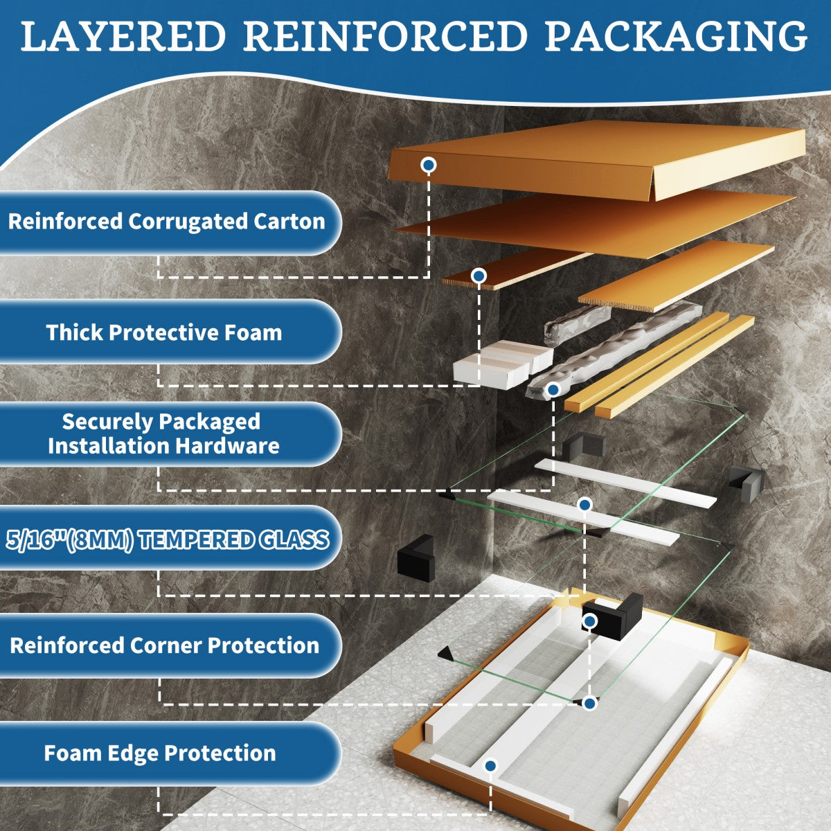 Sliding Glass Shower Doors Semi-Frameless 56-60" x 78" | ExBrite Exroll-H Series